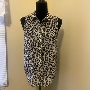 H&M Leopard Print Button Down Sleeveless Top